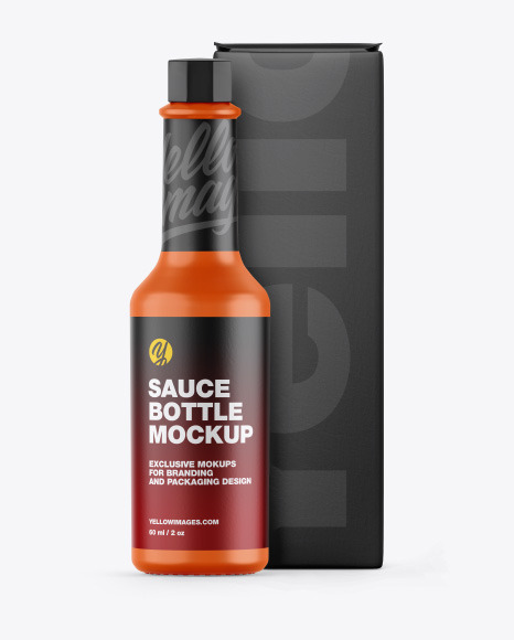 Glossy Sauce Bottle w/ Box Mockup