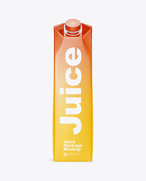 1L Glossy Juice Package Mockup - Front View