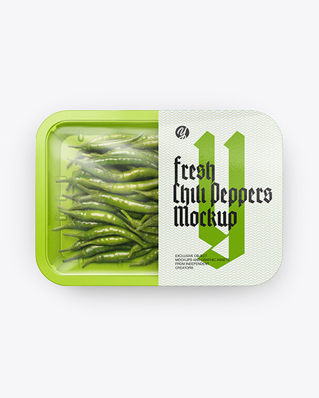 Plastic Tray With Green Chili Peppers Mockup