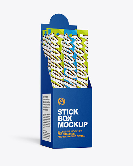 Paper Box with Snack Sticks Mockup