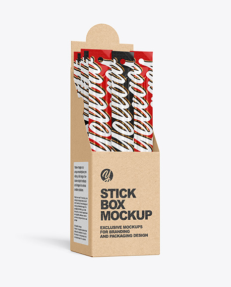 Kraft Paper Box with Snack Sticks Mockup