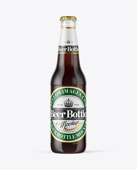 Clear Glass Bottle with Brown Ale Mockup