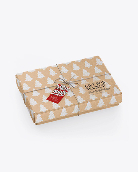 Kraft Gift Box w/ Label Mockup