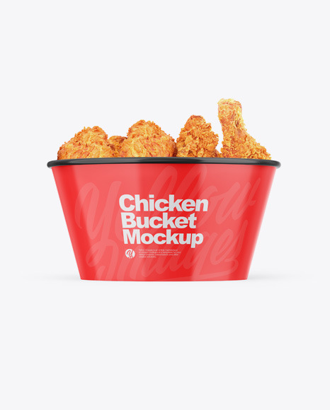 Glossy Bucket With Chicken Mockup