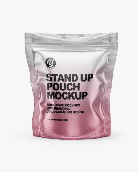 Matte Metallic Stand Up Pouch Bag Mockup