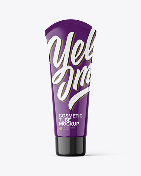 Glossy Cosmetic Tube with Rounded Seal Mockup