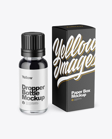 Dark Liquid Dropper Bottle with Box Mockup