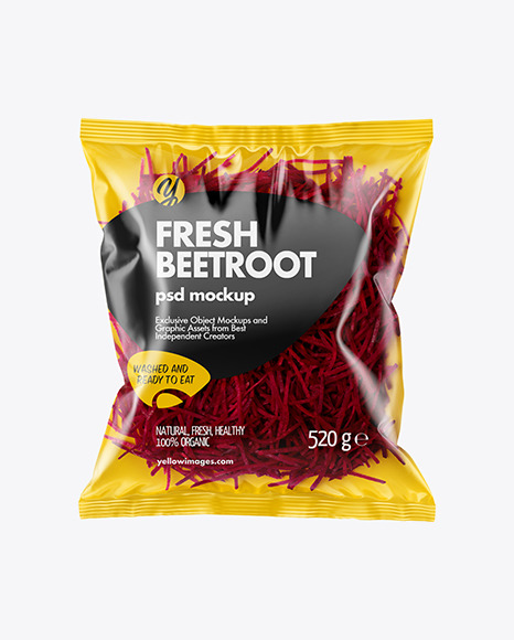 Plastic Bag With Shredded Beetroot Mockup