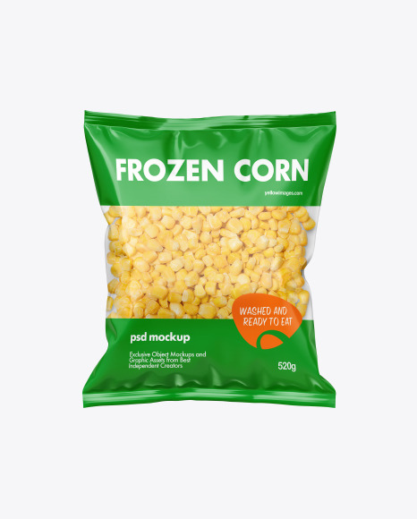 Plastic Bag With Frozen Corn Mockup