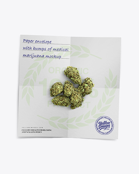 Paper Envelope with Marijuana Mockup