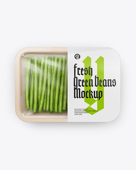 Plastic Tray With Green Beans Mockup