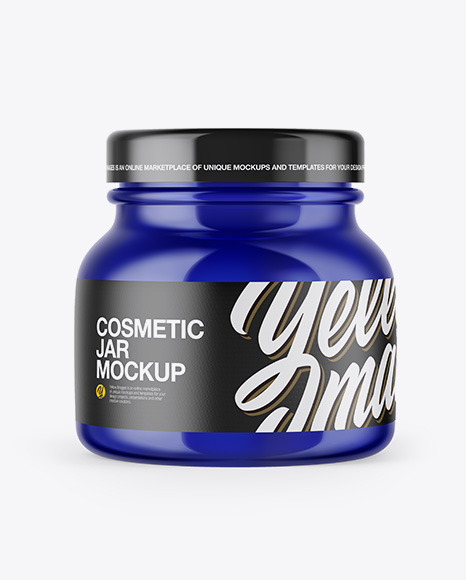 Blue Glass Cosmetic Jar Mockup