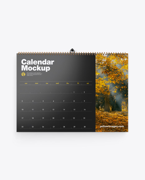 Glossy Wall Calendar w/ Pin Mockup