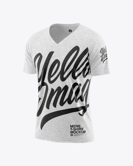 Melange Men’s Raglan V-Neck T-Shirt Mockup
