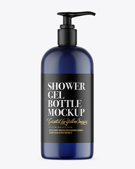 Blue Shower Gel Bottle with Pump Mockup