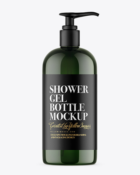 Green Shower Gel Bottle with Pump Mockup