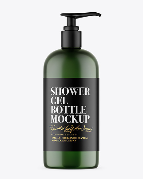 Frosted Green Shower Gel Bottle with Pump Mockup