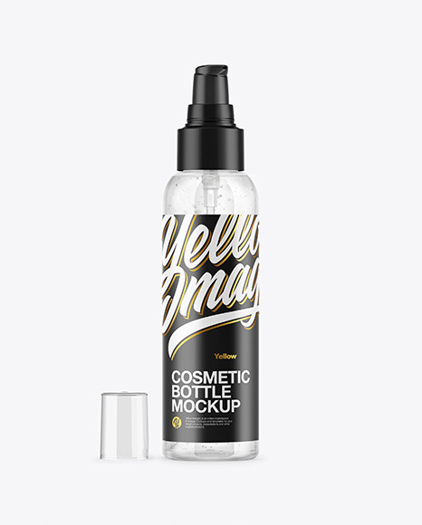 Clear Cosmetic Bottle with Gel Mockup