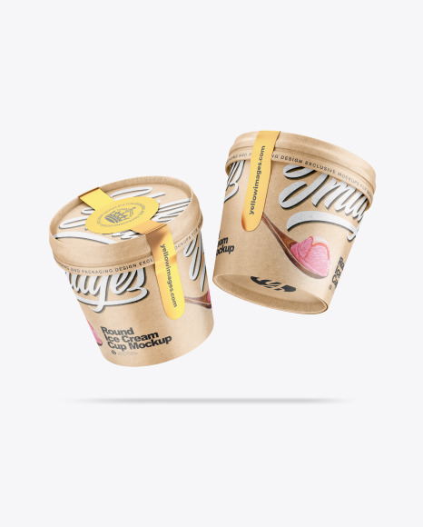 Two Kraft Ice Cream Cups Mockup