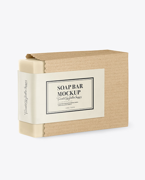 Soap Bar in Kraft Package Mockup