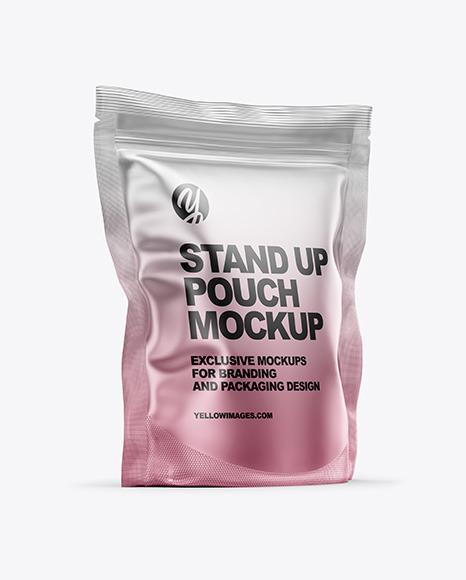 Matte Metallic Stand Up Pouch Bag Mockup
