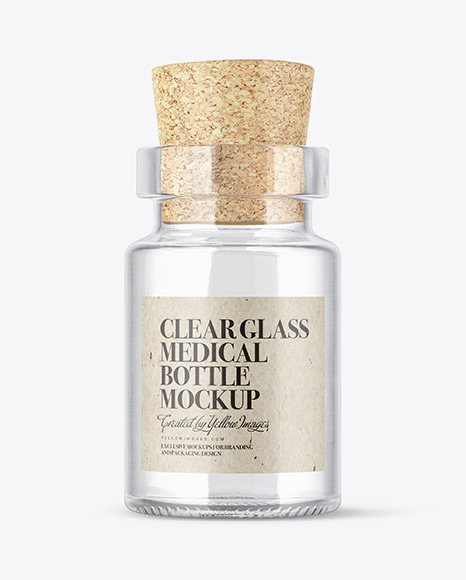 Empty Clear Glass Medical Bottle Mockup