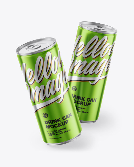 Two Glossy Metallic Drink Cans Mockup