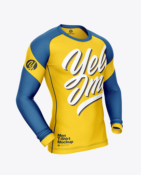 Long Sleeve Compression T-Shirt Mockup – Front Half Side View