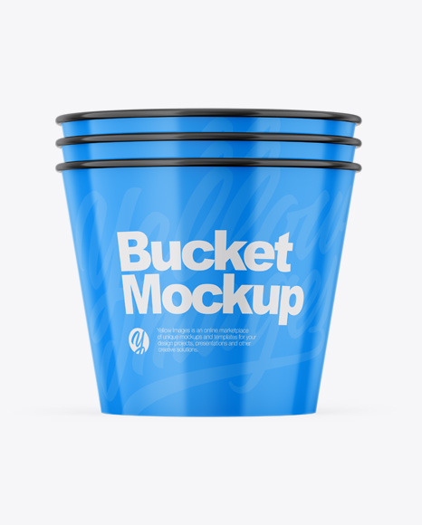 Three Glossy Buckets Mockup