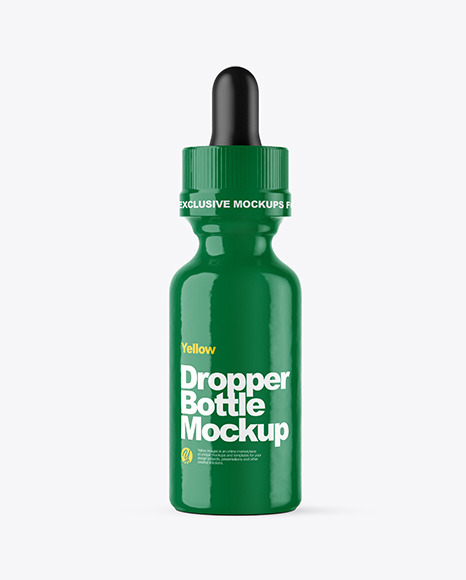 Glossy Dropper Bottle W/ Shrink Sleeve Mockup