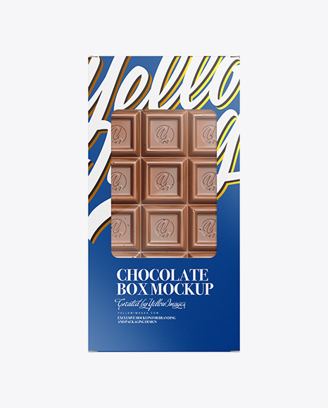 Glossy Chocolate Box W/ Window Mockup - Front View