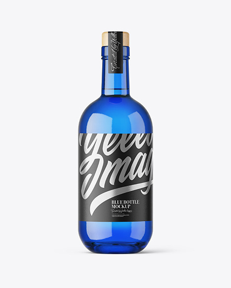 Blue Glass Gin Bottle Mockup