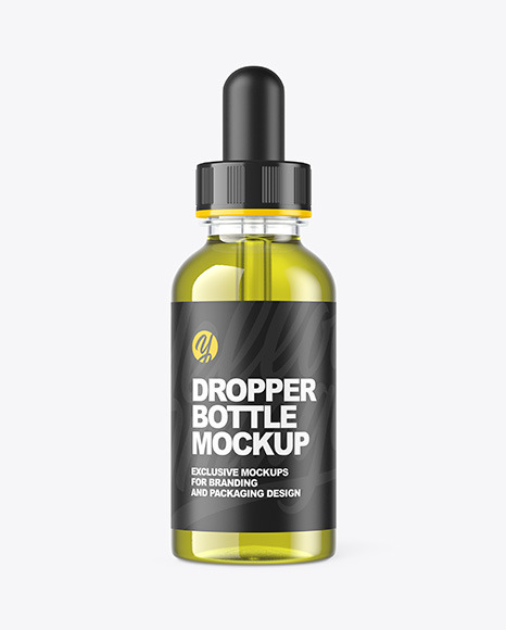 Clear Dropper Bottle with Oil Mockup