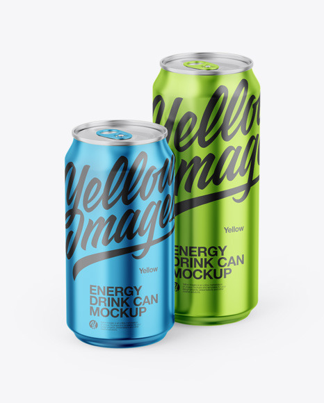 Two Glossy Metallic Cans Mockup