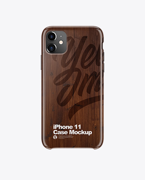 iPhone 11 Dark Wooden Case Mockup
