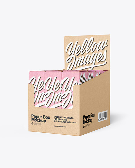 Kraft Paper Display Box with Boxes Mockup