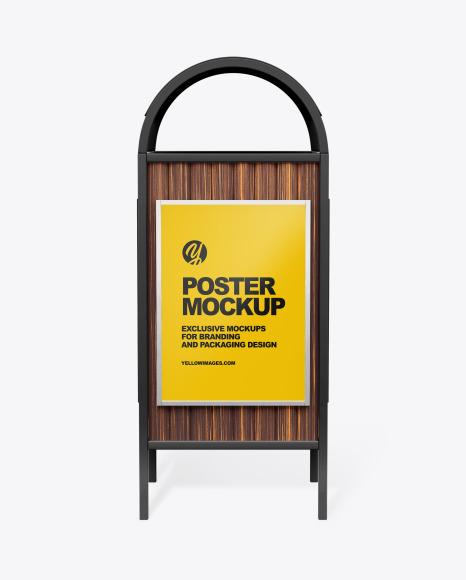 Marketing Rubbish Bin with Poster - Front View