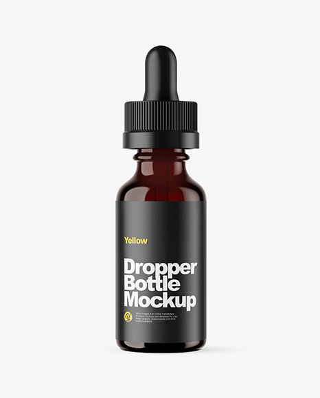 Amber Dropper Bottle W/ Shrink Sleeve Mockup
