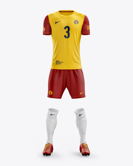 Men’s Full Soccer Kit with Crew Neck Jersey mockup (Front View)