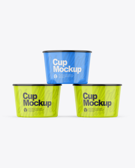 Three Glossy Cups Mockup