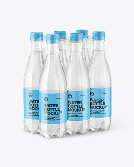 Shrink Pack with 6 Plastic Bottles Mockup
