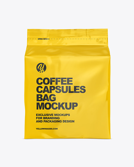 Glossy Bag with Coffee Capsules Mockup
