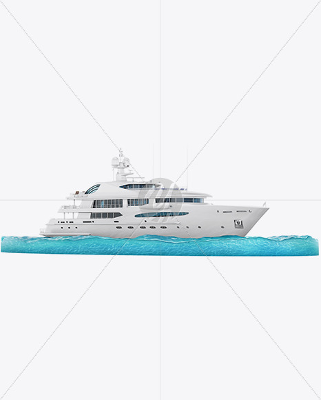 Yacht w/water Mockup - Half Side View