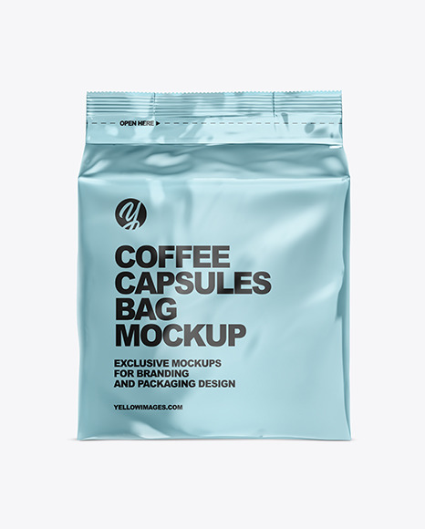 Metallic Bag with Coffee Capsules Mockup
