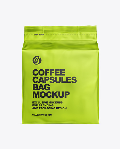 Matte Metallic Bag with Coffee Capsules Mockup