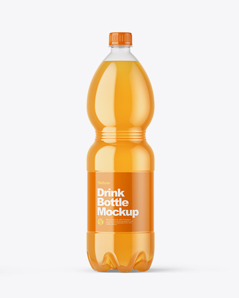 PET Bottle With Orange Drink Mockup