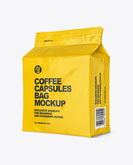 Glossy Bag with Coffee Capsules Mockup