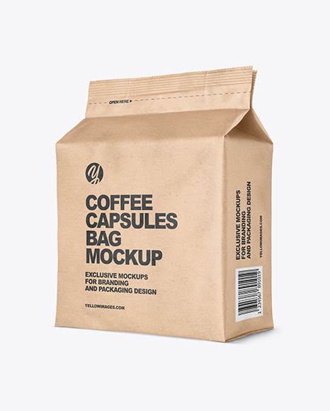 Kraft Paper Bag with Coffee Capsules Mockup
