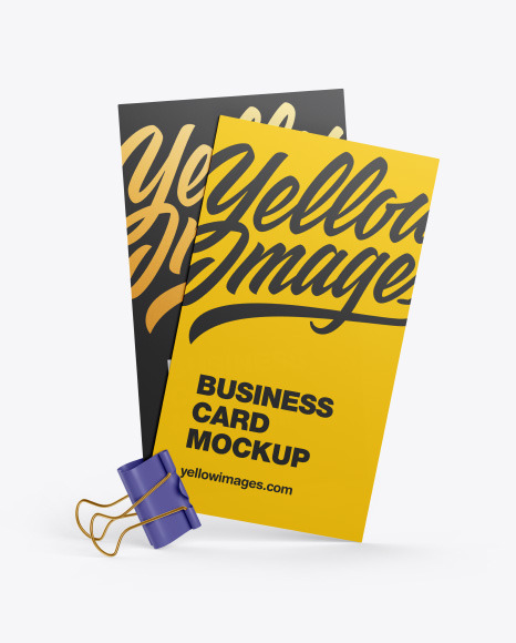 Two Business Cards w/ Clip Mockup