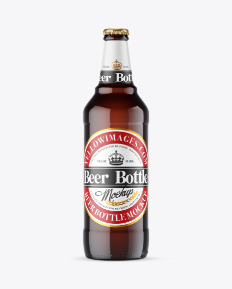 600ml Amber Beer Bottle Mockup
